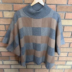 Note di Anita Plaid Checkered Wool & Cashmere Blend Poncho Sweater One Size